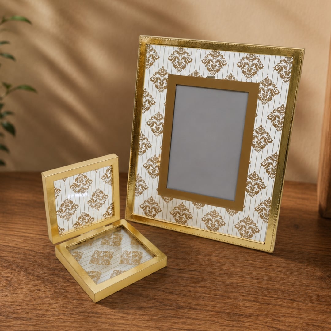Golden Photo Frame & Coaster Set – Gift a Memory image 3
