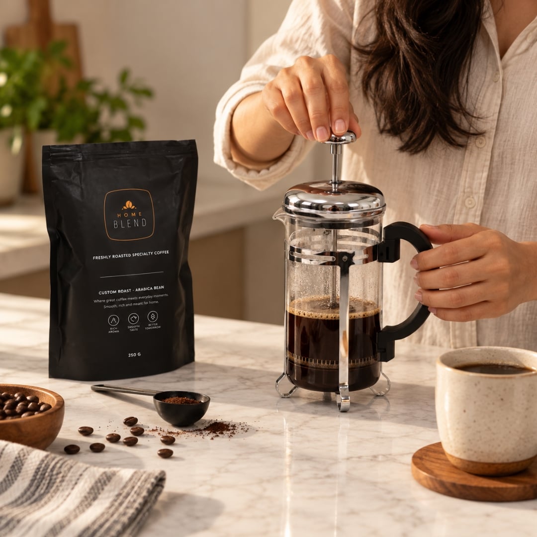 French Press with Filter Coffee Powder image 4