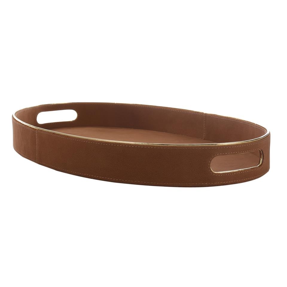Dark Tan & Gold Oval Tray image 2