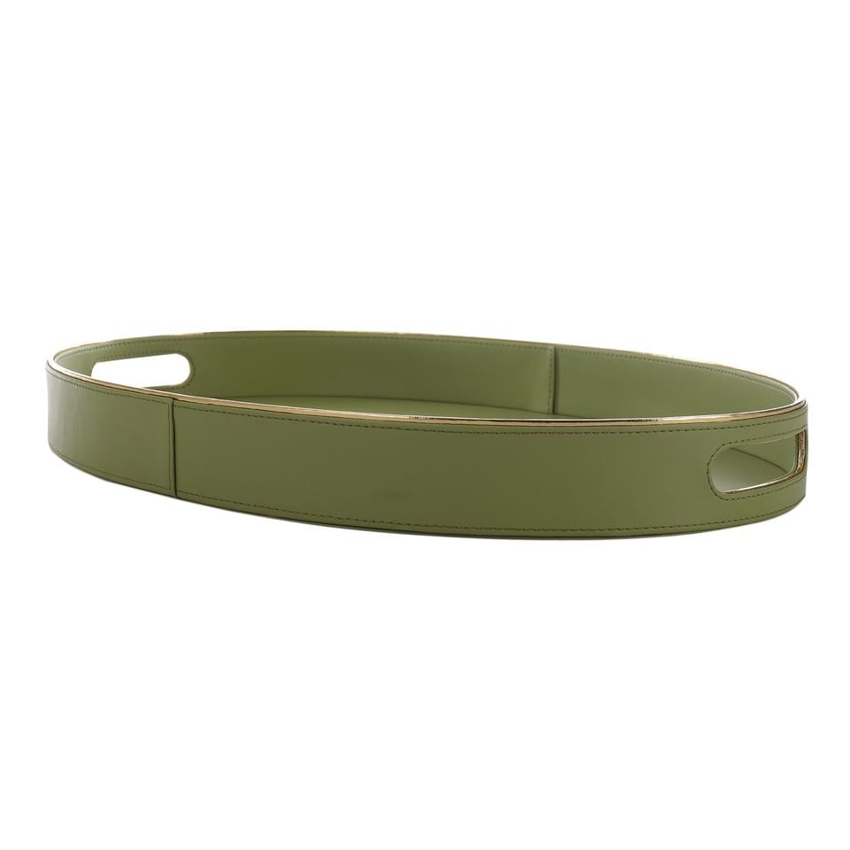 Olive Green & Gold Oval Tray image 2