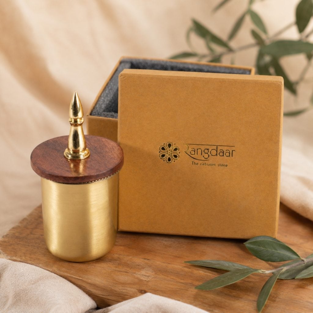 Handcrafted Brass Glass with Gumbad Lid image 1