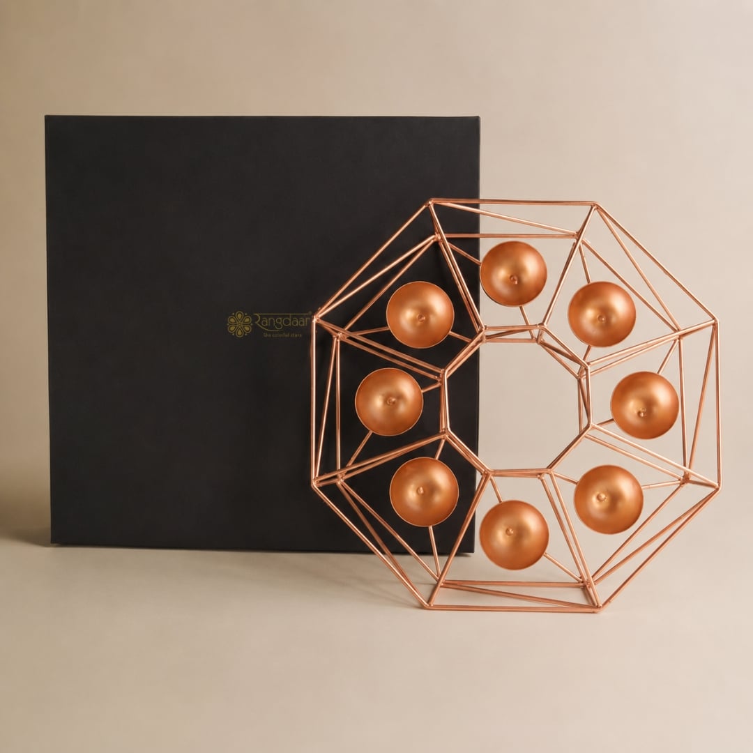 Rose Gold Tea light holder – specially for Diwali Puja image 1