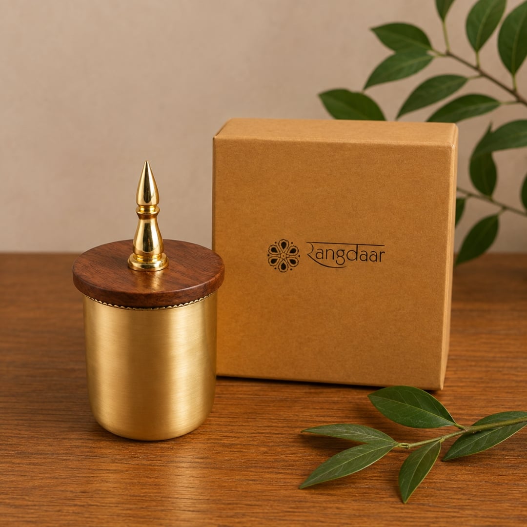 Handcrafted Brass Glass with Gumbad Lid image 4