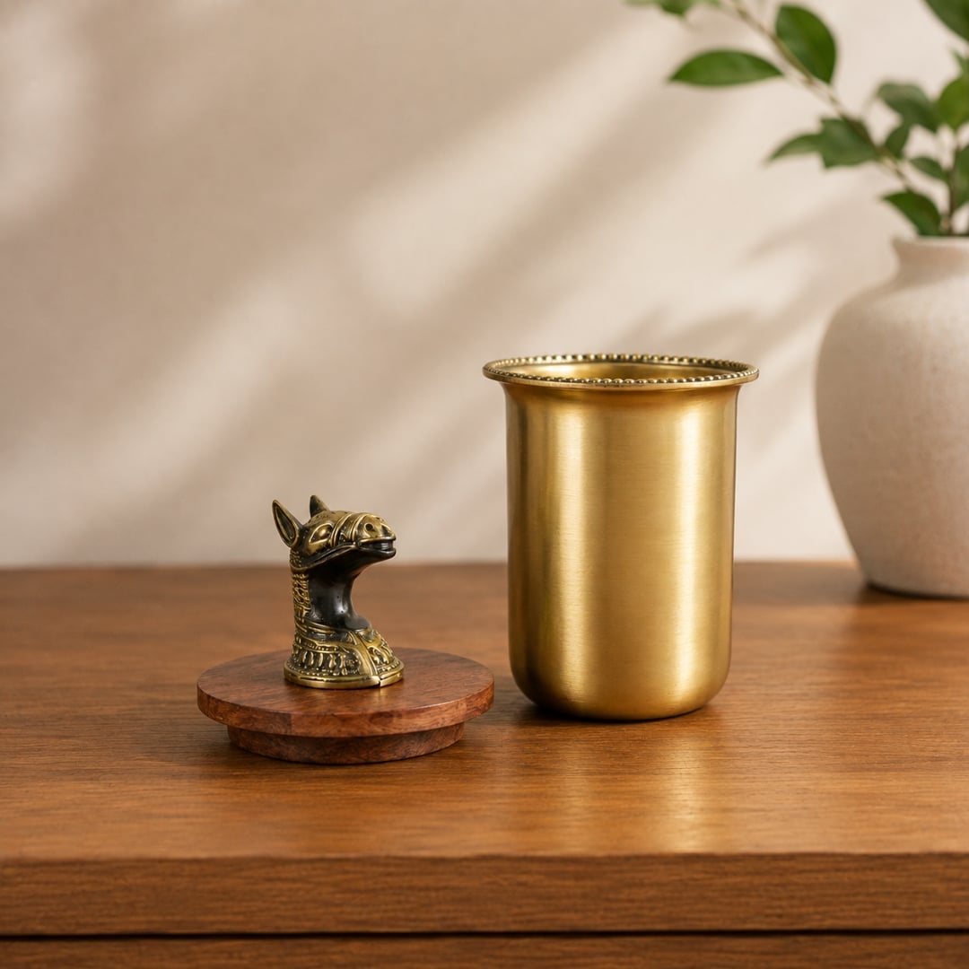 Handcrafted Brass Glass and Horse Lid image 2