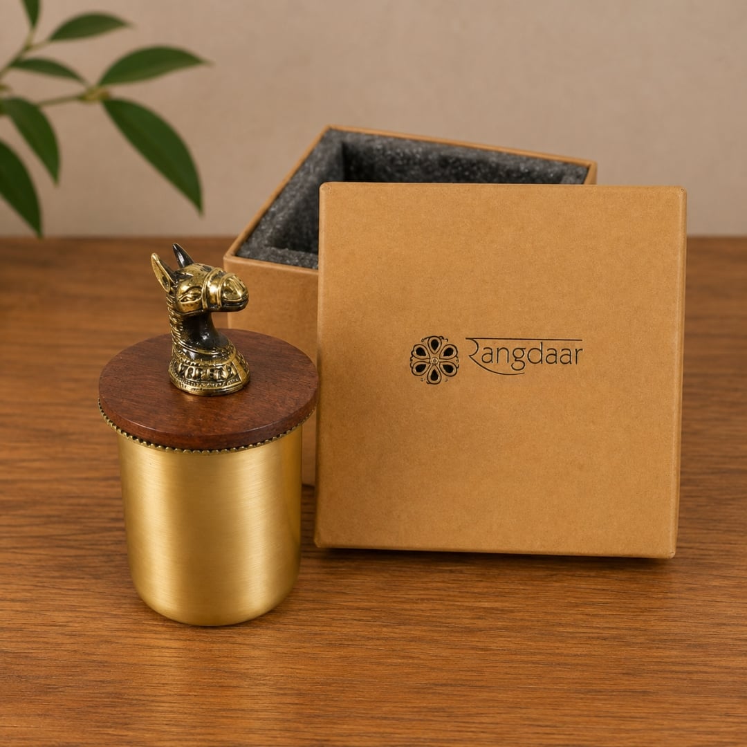 Handcrafted Brass Glass and Horse Lid image 3