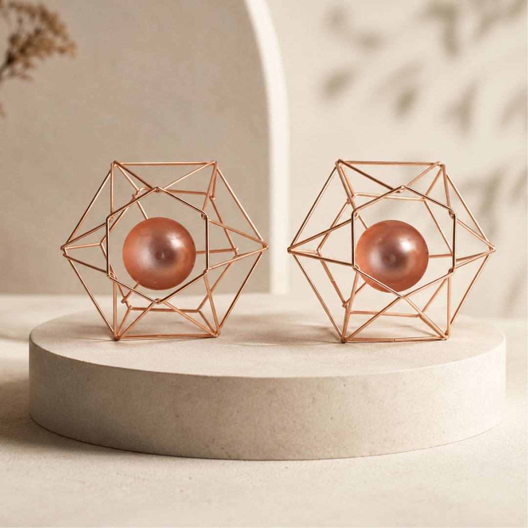 Hexagonal Tea Light Holder (Set of 2 – Rose Gold) image 3