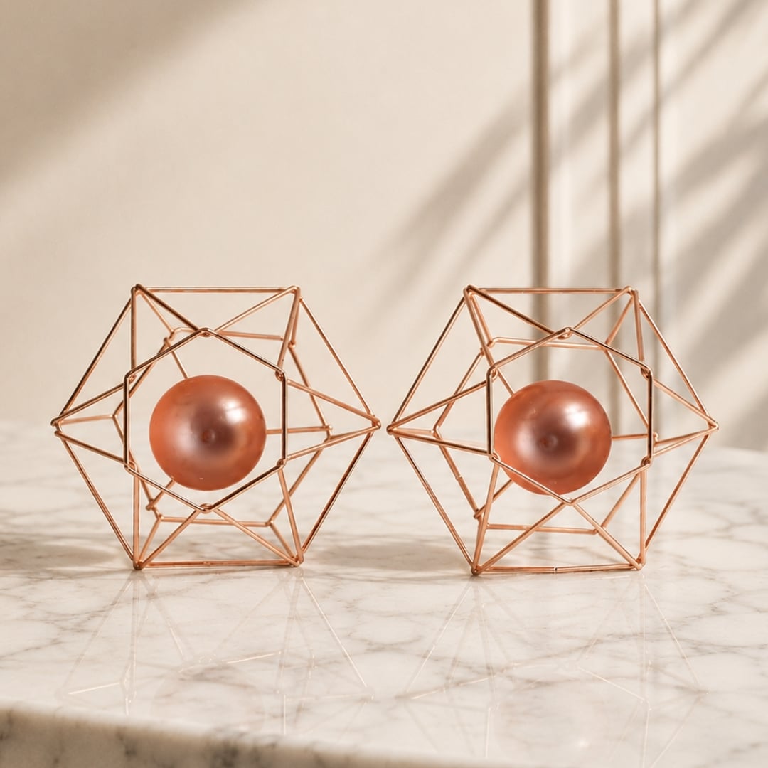 Hexagonal Tea Light Holder (Set of 2 – Rose Gold) image 4