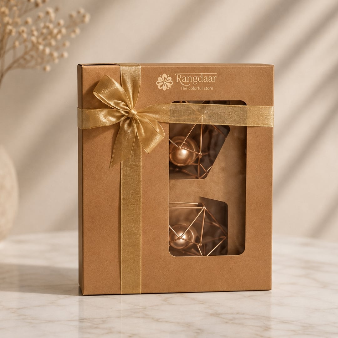 Hexagonal Tea Light Holder (Set of 2 – Rose Gold) image 2