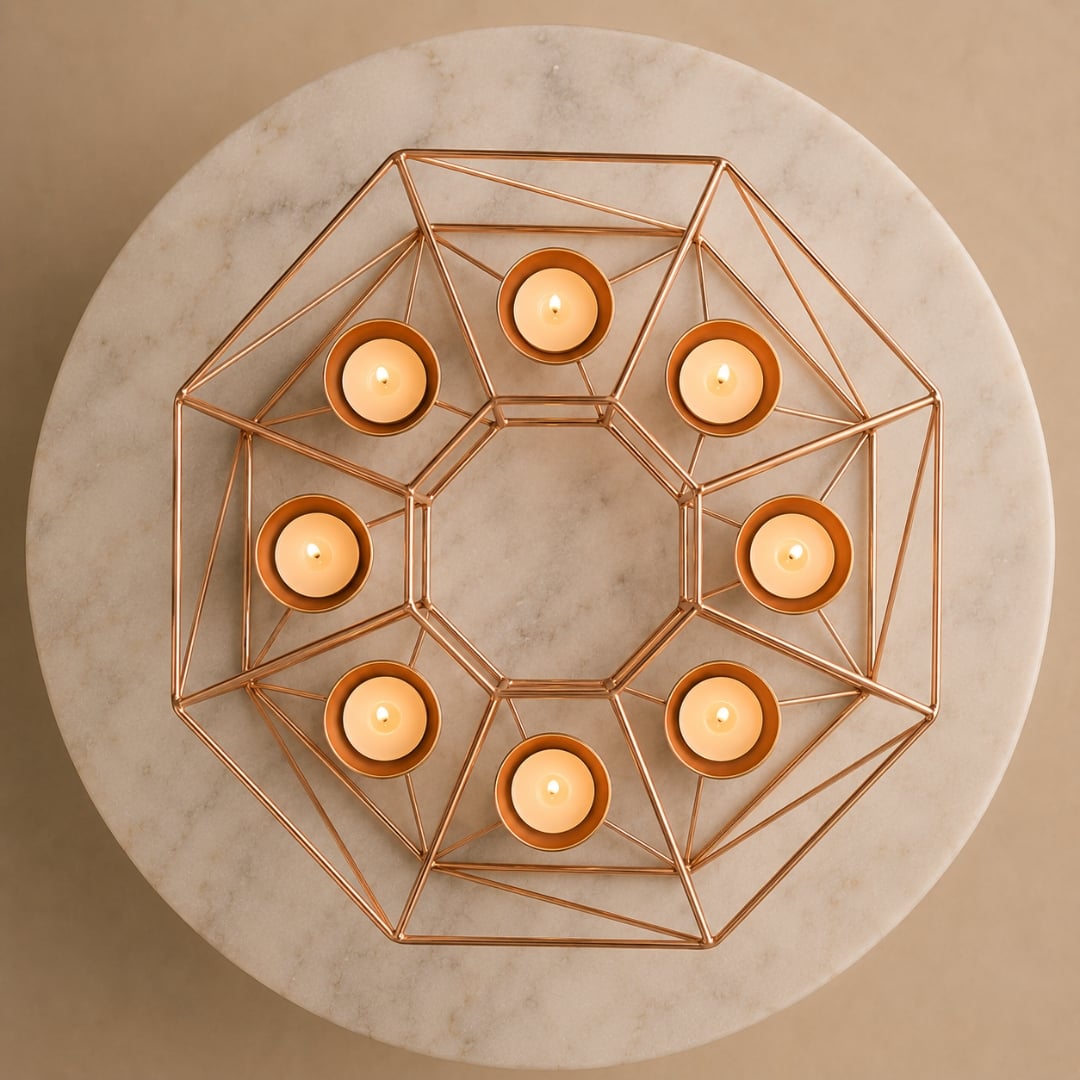 Rose Gold Tea light holder – specially for Diwali Puja image 4