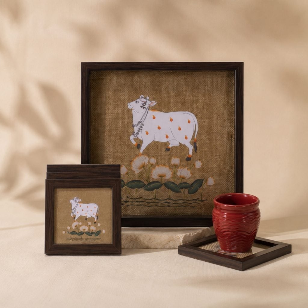Pichwai Tray with 4 Coasters image 1
