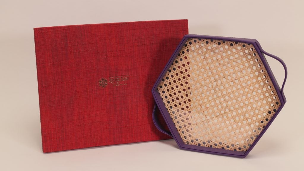Hexagonal Leatherette Cane Tray image 3