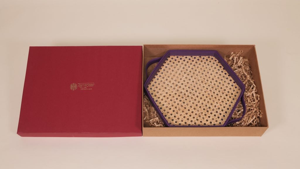 Hexagonal Leatherette Cane Tray image 4