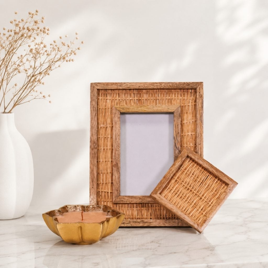 Cane Photo Frame, Coaster & Candle Gift Set Preserve Memories. Create Moments. image 2
