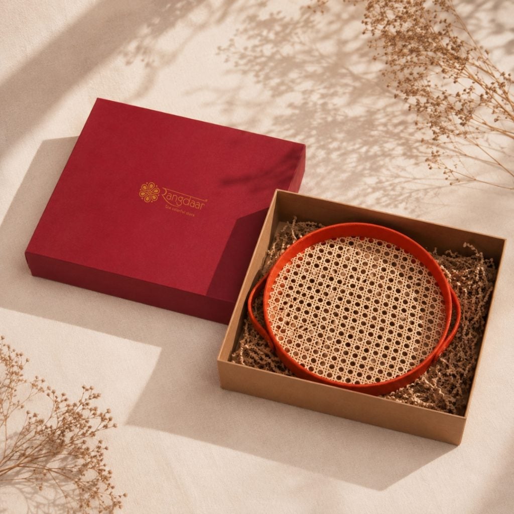 Cane Leatherette Round Tray image 2