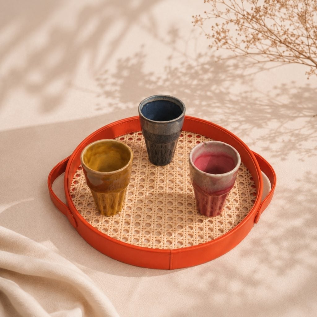 Cane Leatherette Round Tray image 3
