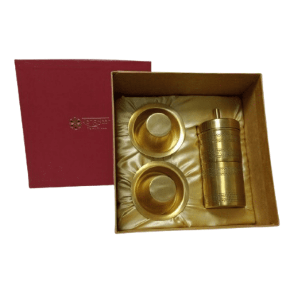 Kolam Brass Coffee Filter With Brass Dabara image 1