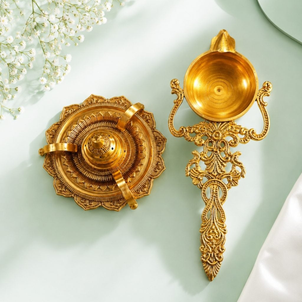 Brass Incense Stand and Diya Spoon image 2