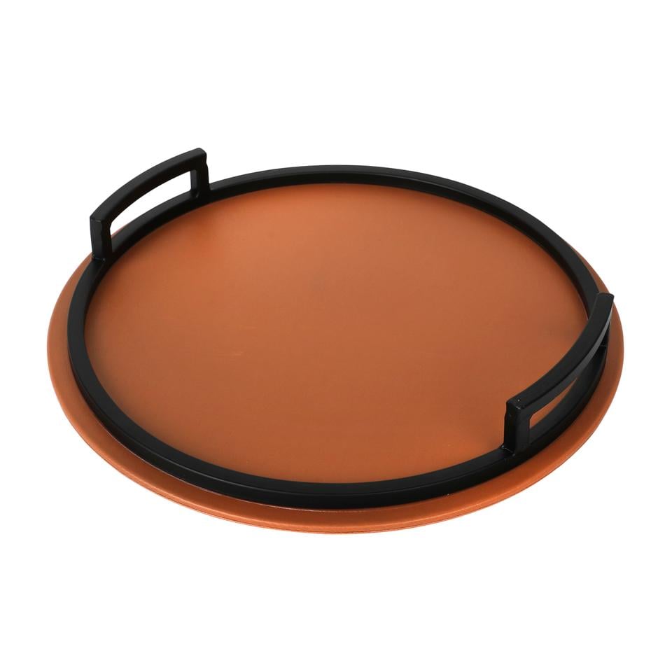 Tan & Black Circular Tray image 1