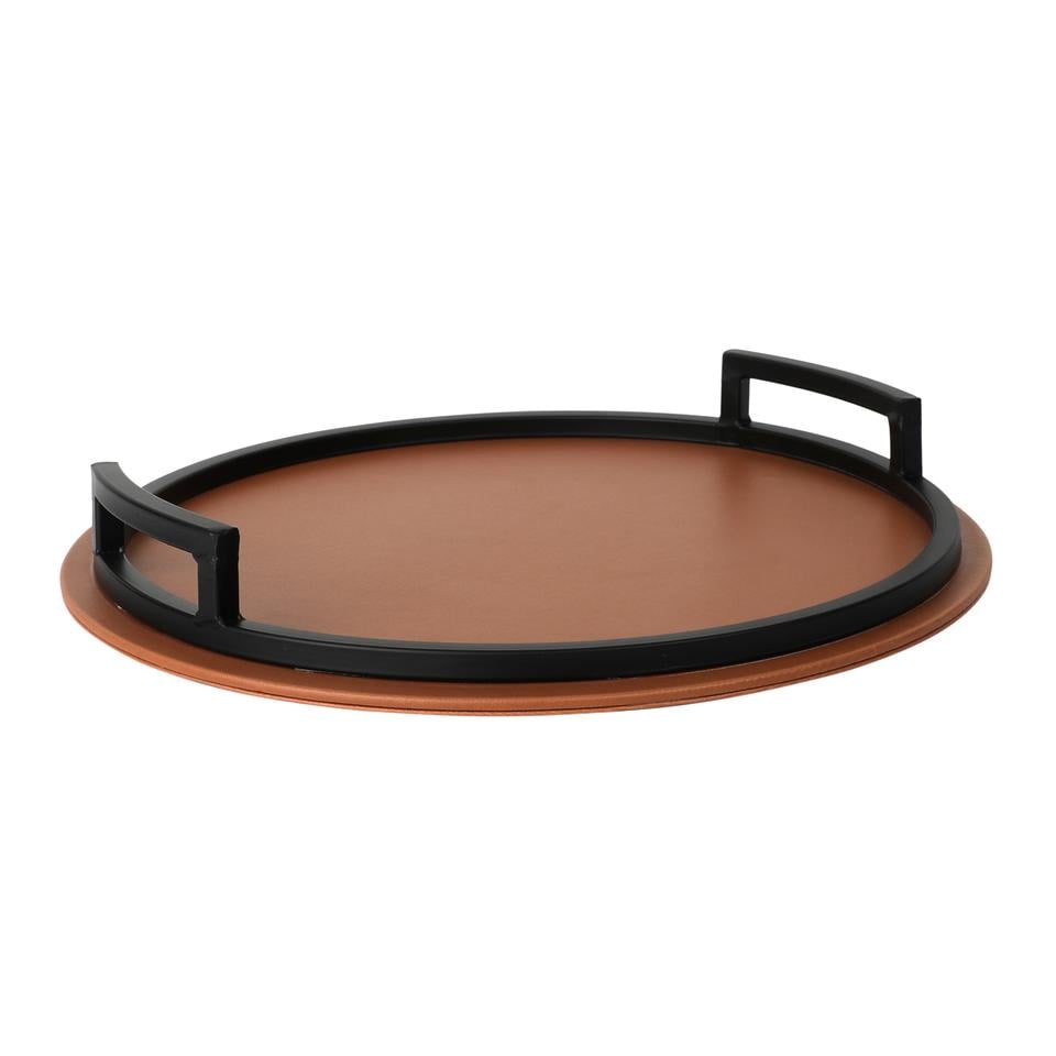 Tan & Black Circular Tray image 2