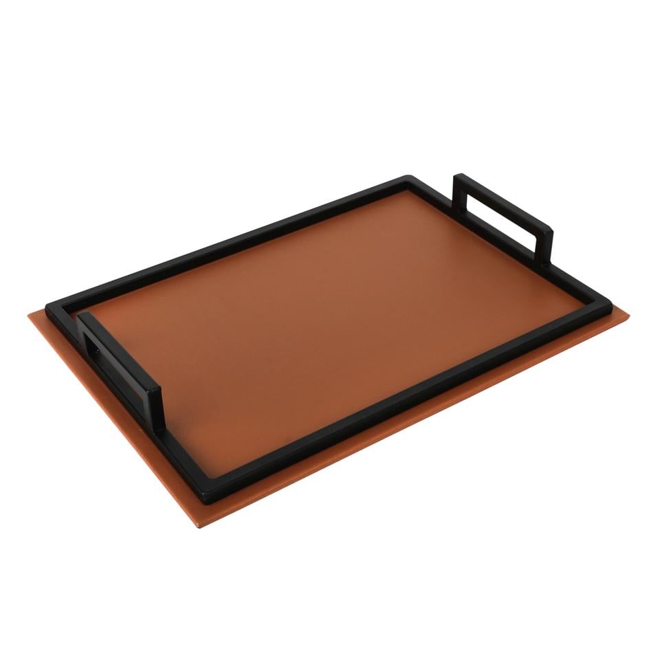 Tan & Black Rectangular Tray image 1