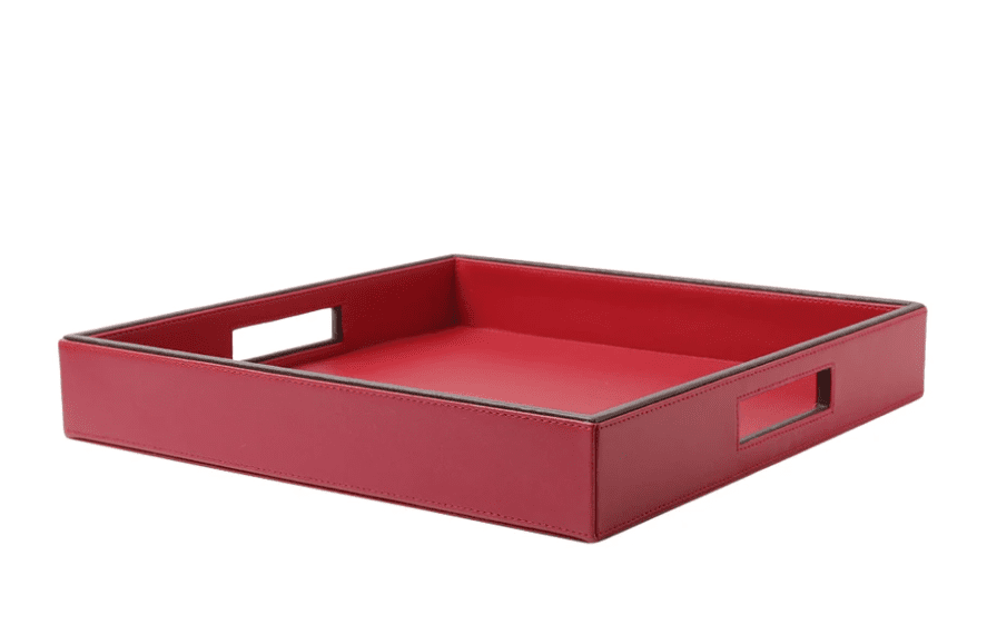 Red & Brown Leatherite Tray image 1