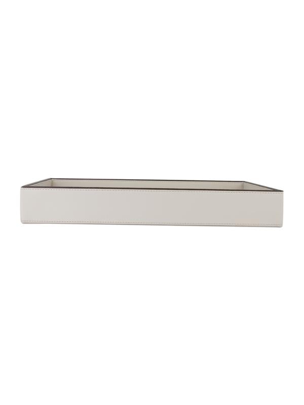 Cream and Brown Leather Rectangle Tray image 3