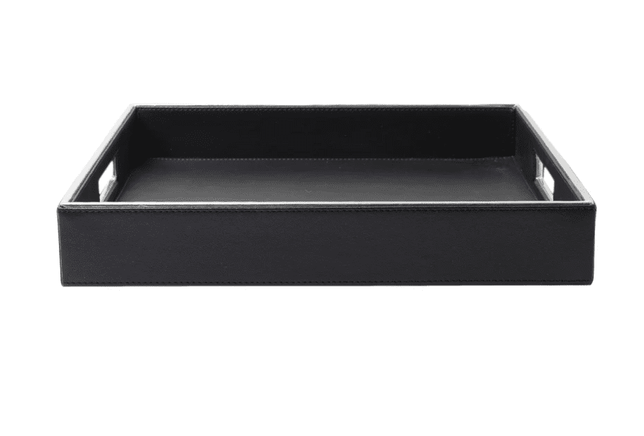 Black & Silver Leatherite Square Tray image 2