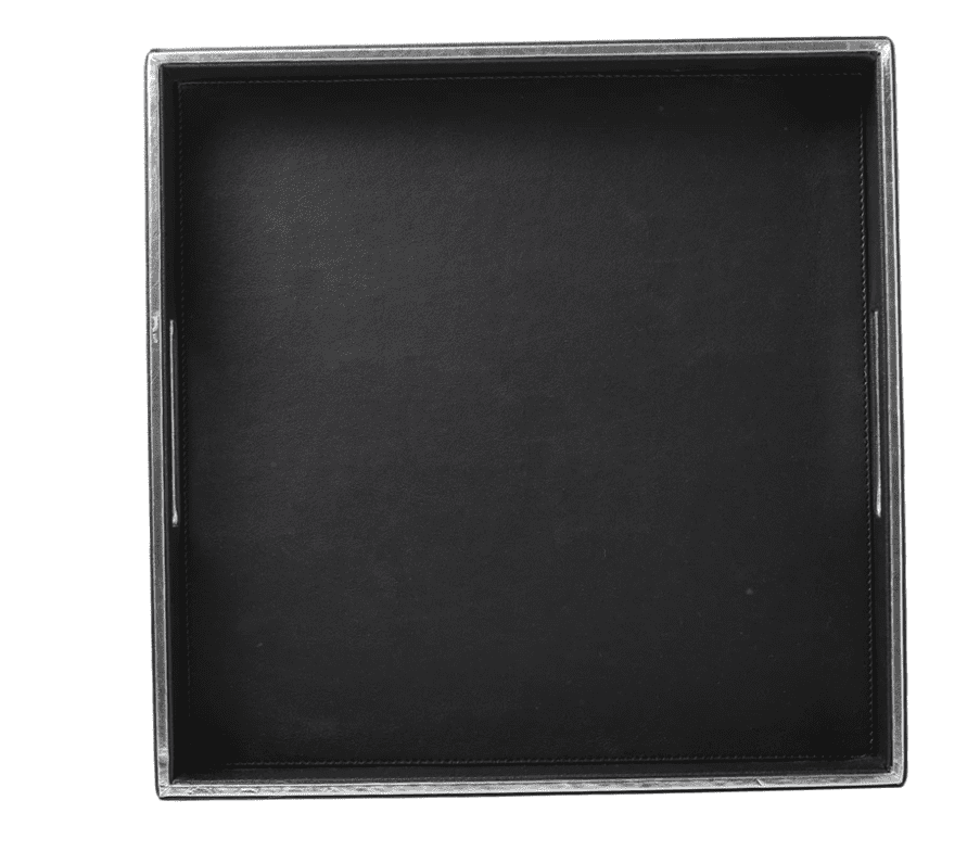 Black & Silver Leatherite Square Tray image 3