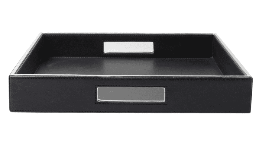 Black & Silver Leatherite Square Tray image 4