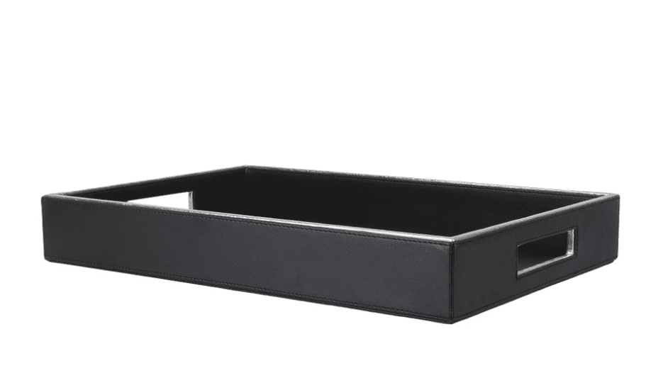 Black & Silver Leatherite Rectangle Tray image 2