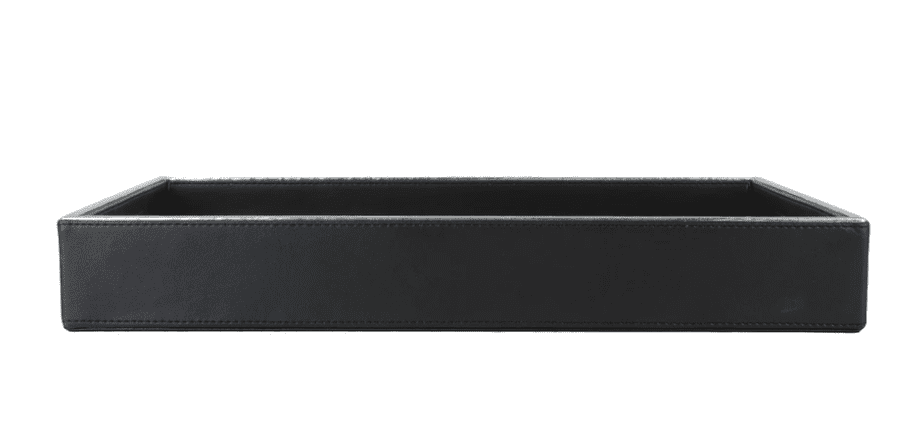Black & Silver Leatherite Rectangle Tray image 3