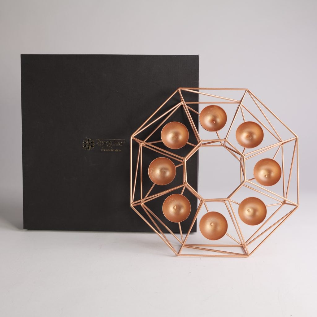 Rose Gold Tea light holder – specially for Diwali Puja image 2