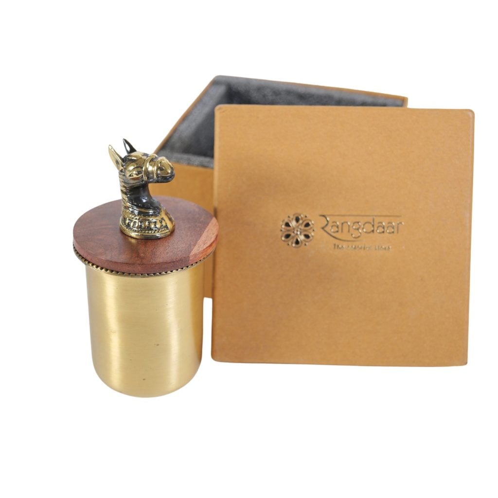 Handcrafted Brass Glass and Horse Lid image 1