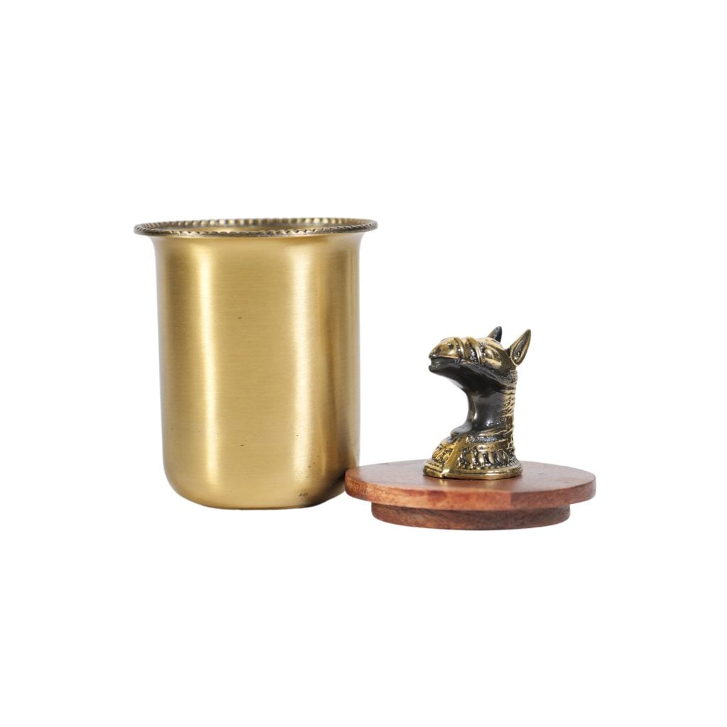 Handcrafted Brass Glass and Horse Lid image 2